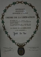 Certificat de Compagnon de la Libération