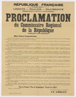 Proclamation du Commissaire Régional de la République - Août 1944