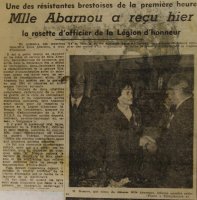 MAlice Abarnou fait Officier de la Légion d'honneur (1962)