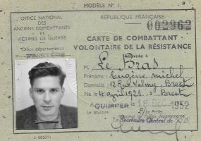 Carte de Combattant volontaire de la Résistance (C.V.R) d'Eugène Le (...)