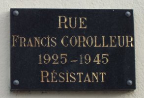 Plaque commémorative rue Francis Corolleur