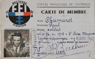 Carte de membre des F.F.I de Paul Chamaret (1945)